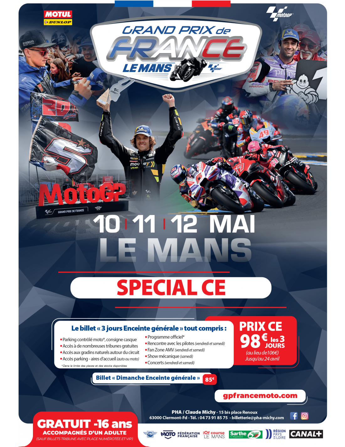 Grand Prix de France Moto 10, 11 et 12 Mai 2024 Le Mans
